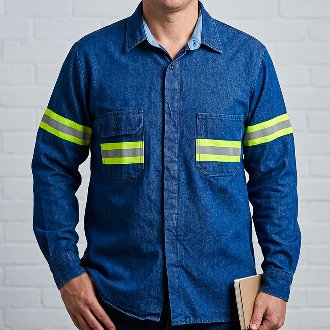 Camisola 14 Oz. Mezclilla con Reflejante Suavizada Providencia Azul Marino CA14MSCB - 2